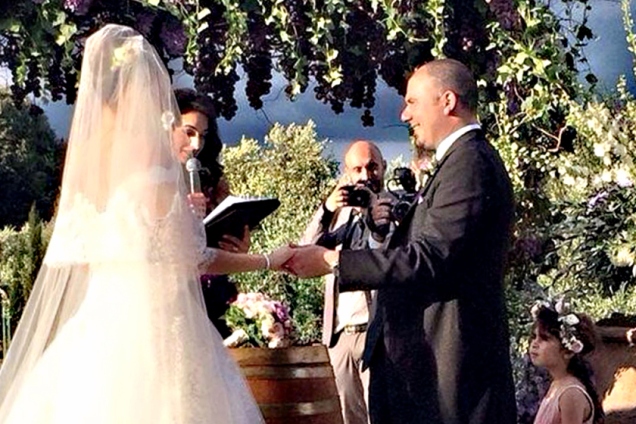 *EXCLUSIVE* George Clooney and Amal Alamuddin attend her cousin's wedding in Italy **USA ONLY**